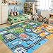 Car Rug for Kids Toy Cars, Town City Track Road Carpet Playmat with Non-Silp Backing, Traffic Playmat for Road Washable Rugs Four Seasons Theme Traffic Mat for Kids Room Bedroom Game Safe Area, 3'x4'