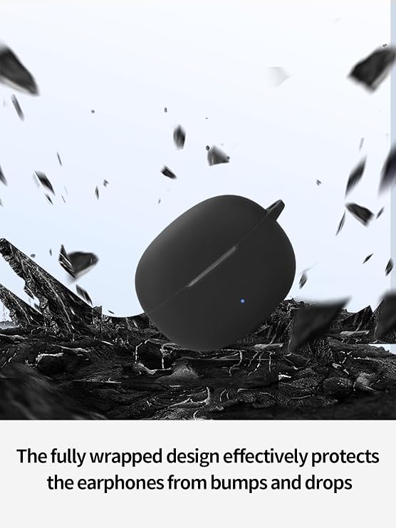 Compatible with Edifier R1 True Wireless Noise Cancelling Earphones,Premium Silicone Shockproof Protection Skin Touch Charging Port Accessible, Front LED Visible with Lanyard,Black.