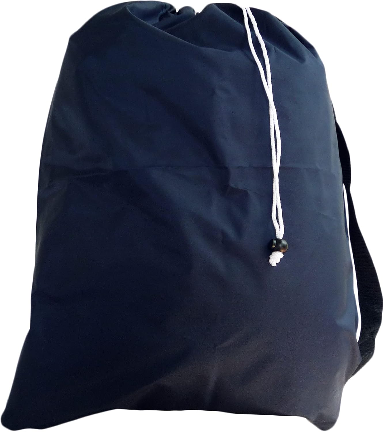 Small Laundry Bag with Drawstring, Carry Strap, Lock Closure, Color: Navy Blue, Size: 22×28