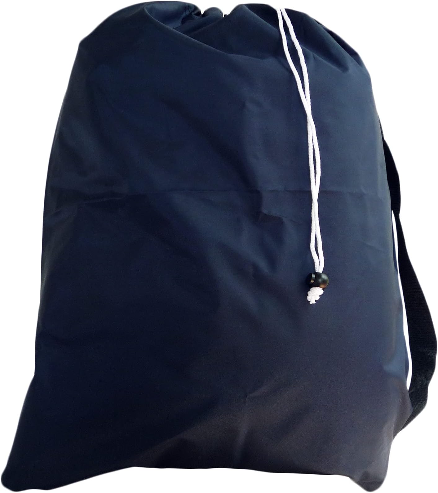 Small Laundry Bag with Drawstring, Carry Strap, Lock Closure, Color: Navy Blue, Size: 22x28