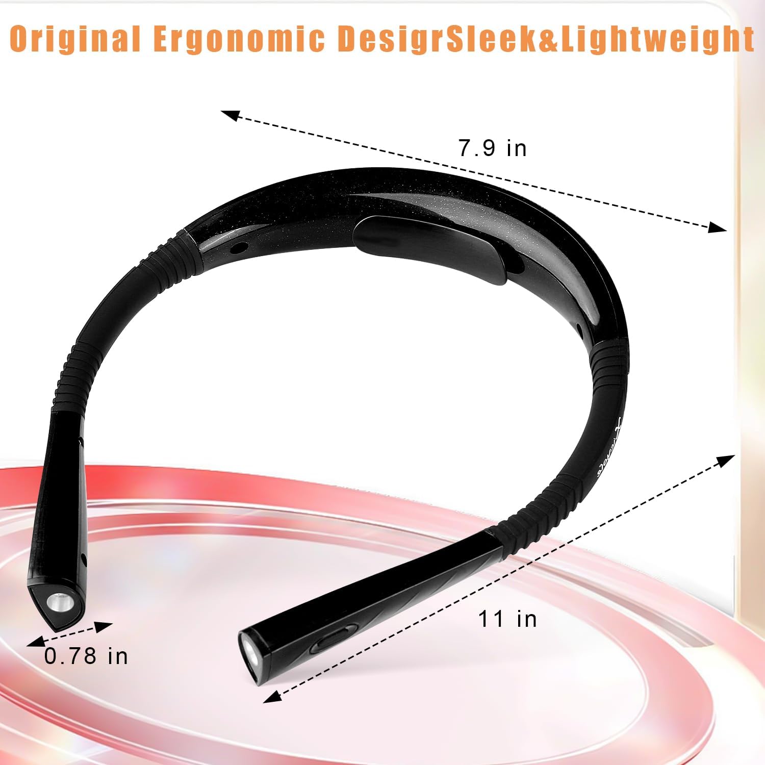 Xiyole Book Light, Reading Light, 3 Modes, 9 Brightness LED Neck Reading Light, USB Rechargeable, 360 ° Flexible Arm, Hands-Free, Lightweight and Comfortable Design (Large Size, Black)