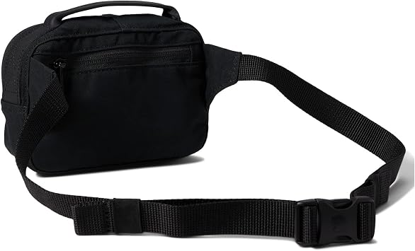Fjallraven Kanken No. 2 Black Hip Pack - Durable G-1000 Fabric, Premium Leather Details - Travel, Commuting, Black, One Size