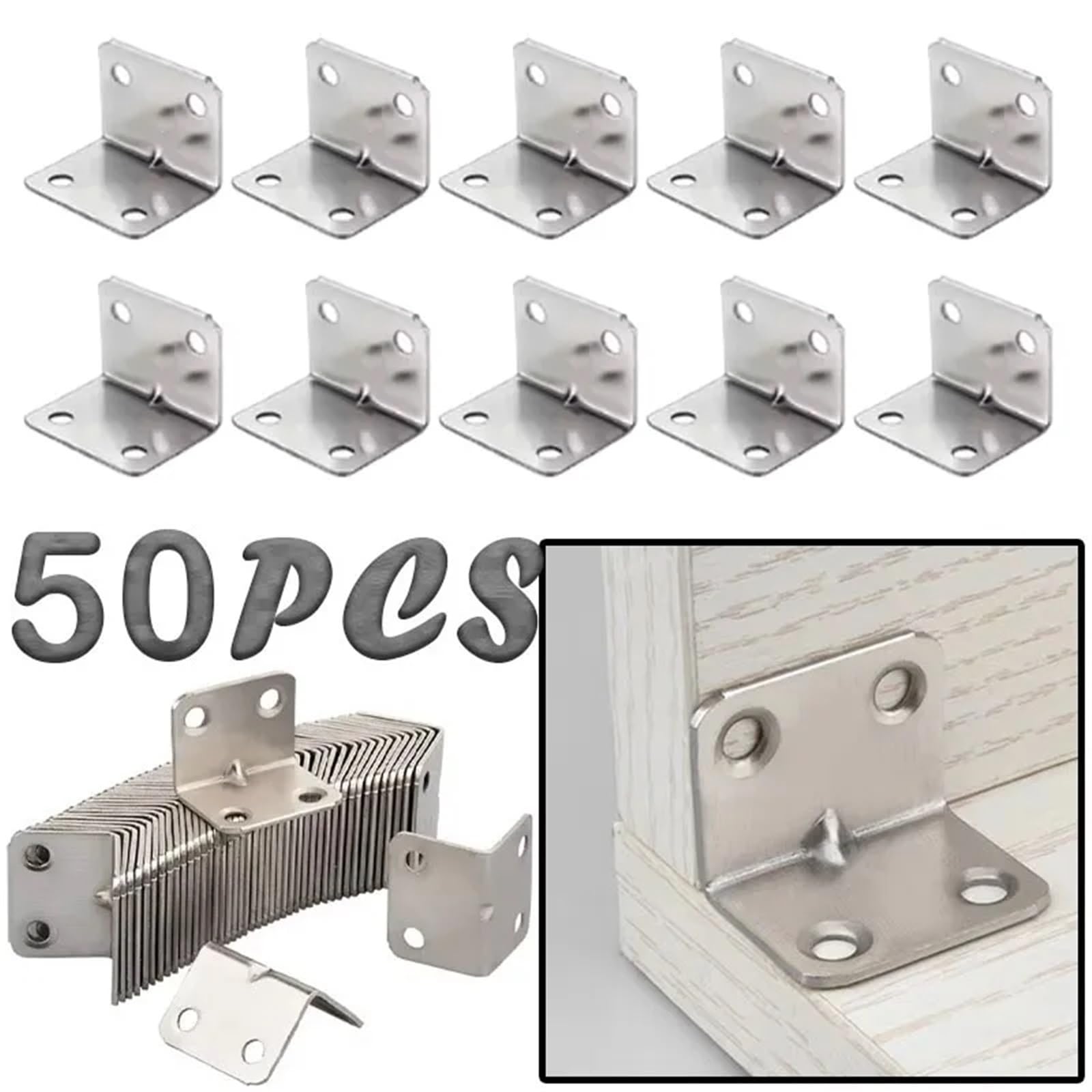 Esquina universal de 90 grados en ángulo recto, fija, de madera, for muebles, cama, armario, accesorios de ferretería for el hogar(50PCS)