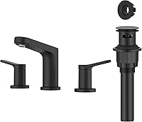 Vista 29 de KRAUS Indy - Grifo de baño en negro mate con mango único, drenaje emergente y líneas de suministro, KBF-1411MB