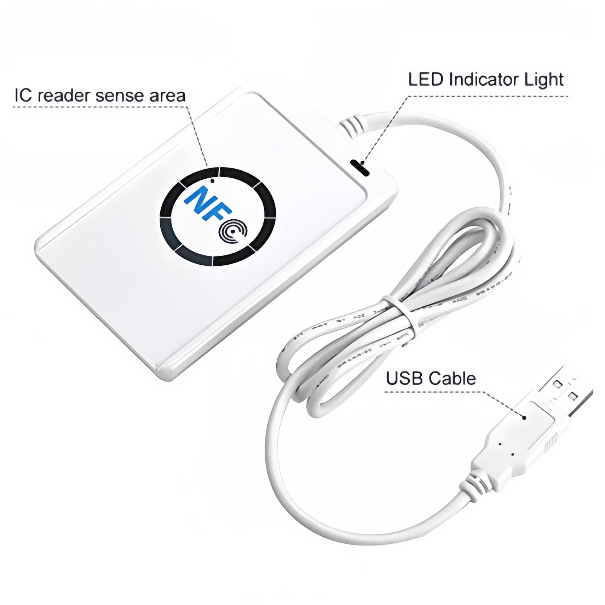 NFC RFID ACR122U ISO 14443 A/B USB 2.0 Chip Card Reader 65 x 12.8 x 98 mm, white - Image 3