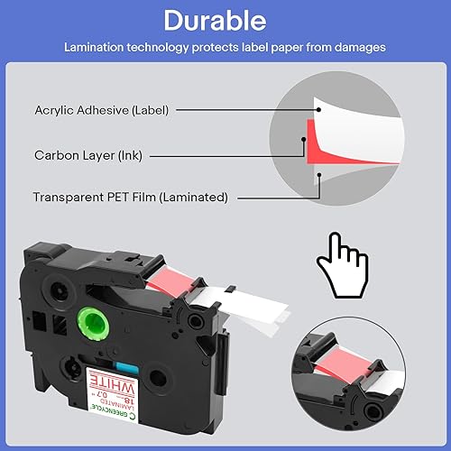 Miniatura 6 de GREENCYCLE Compatible con Brother TZe-242 TZe242 TZ242 TZ-242 AZE Cartucho de etiquetas 0.709 in 0.7 pulgadas 3/4 pulgadas Cinta de etiquetas