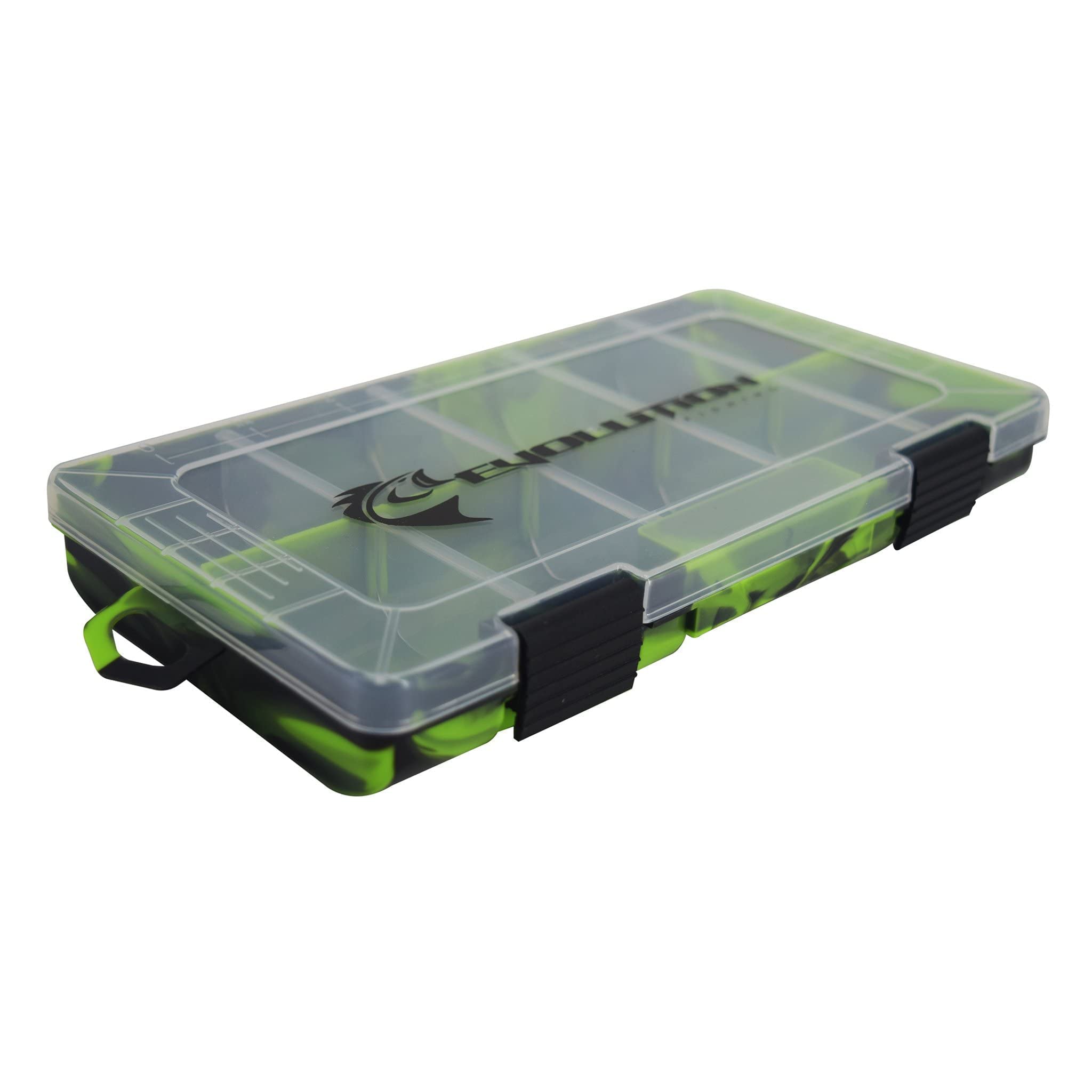 Evolution Outdoor 3500 Drift Series Fishing Tackle Tray – Green, Colored Tackle Box Organizer with Removable Compartments, 2 Latch Closure, Utility Box Storage