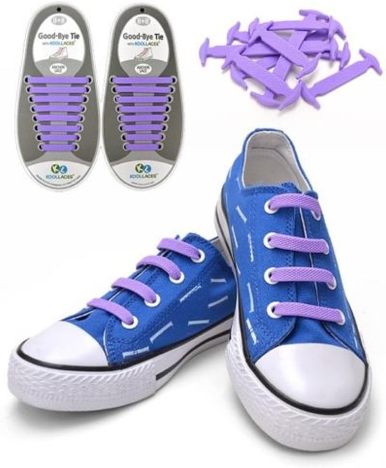 Koollaces No Tie Silicone Shoelaces.hook Style Purple Color,8pcs X 2set