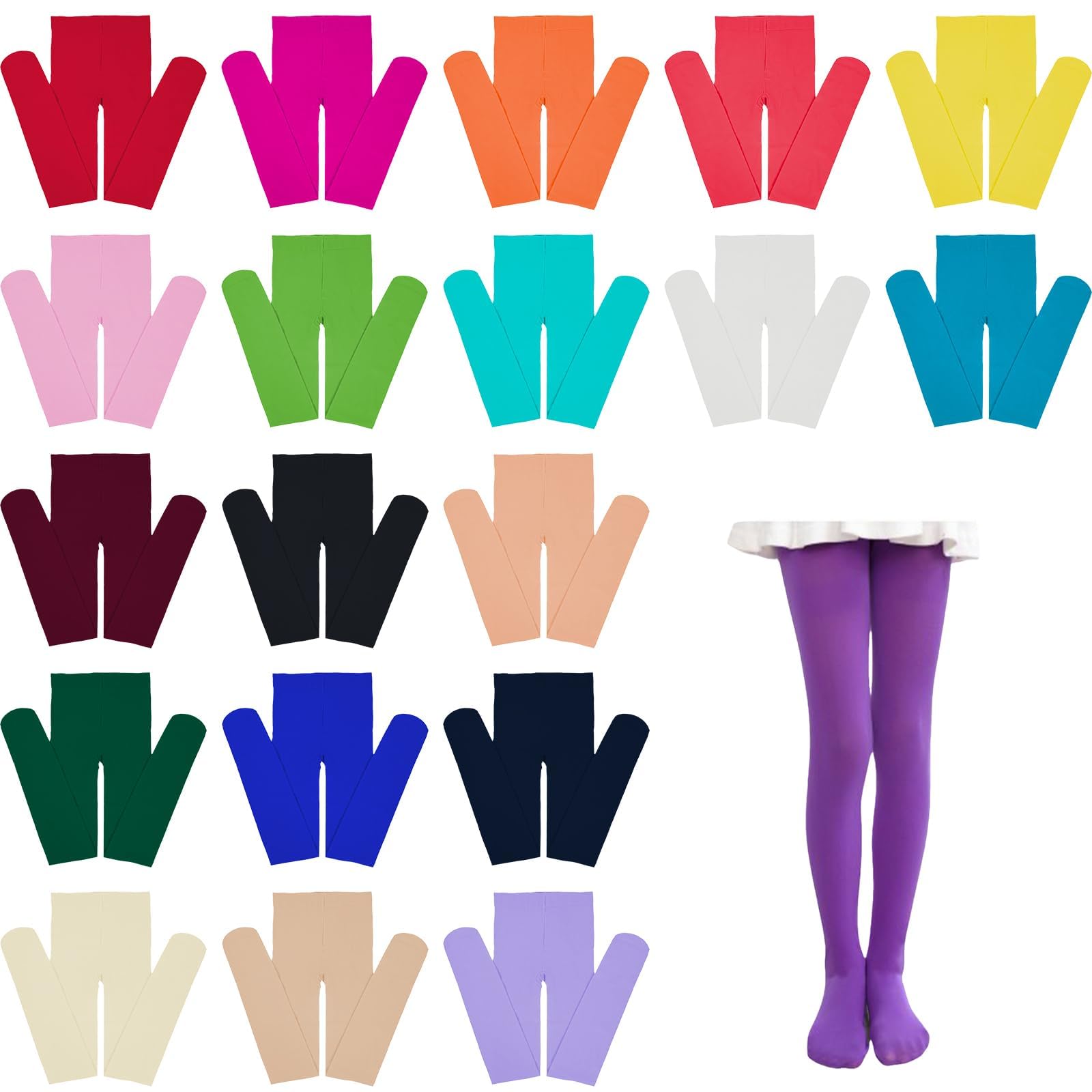 Collant da danza per ragazze, 20 colori, per uniforme scolastica, danza sportiva, ad alte prestazioni, in morbida microfibra, leggero, elastico, opaco