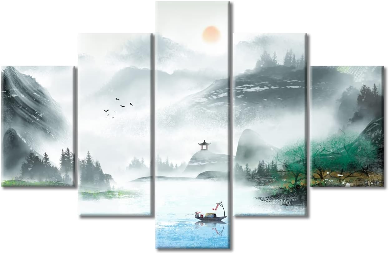 Amazon.com: TUMOVO Background of Chinese Style Freehand Ink Landscape ...