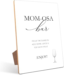 Mom-Osa Bar Sign - Baby Shower Decorations, Baby Shower Signs, Gender Reveal Decorations, 8×11 Wooden Play Sign with Stand