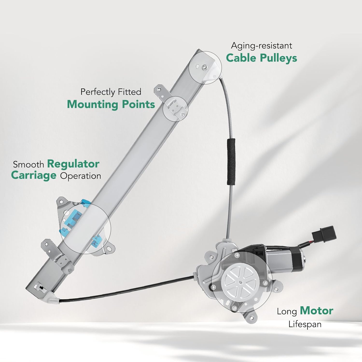 YHTAUTO Front Driver Side Power Window Regulator With 2-Pin Motor Assembly for Mitsubishi Outlander 2003-2006 Sport Utility
