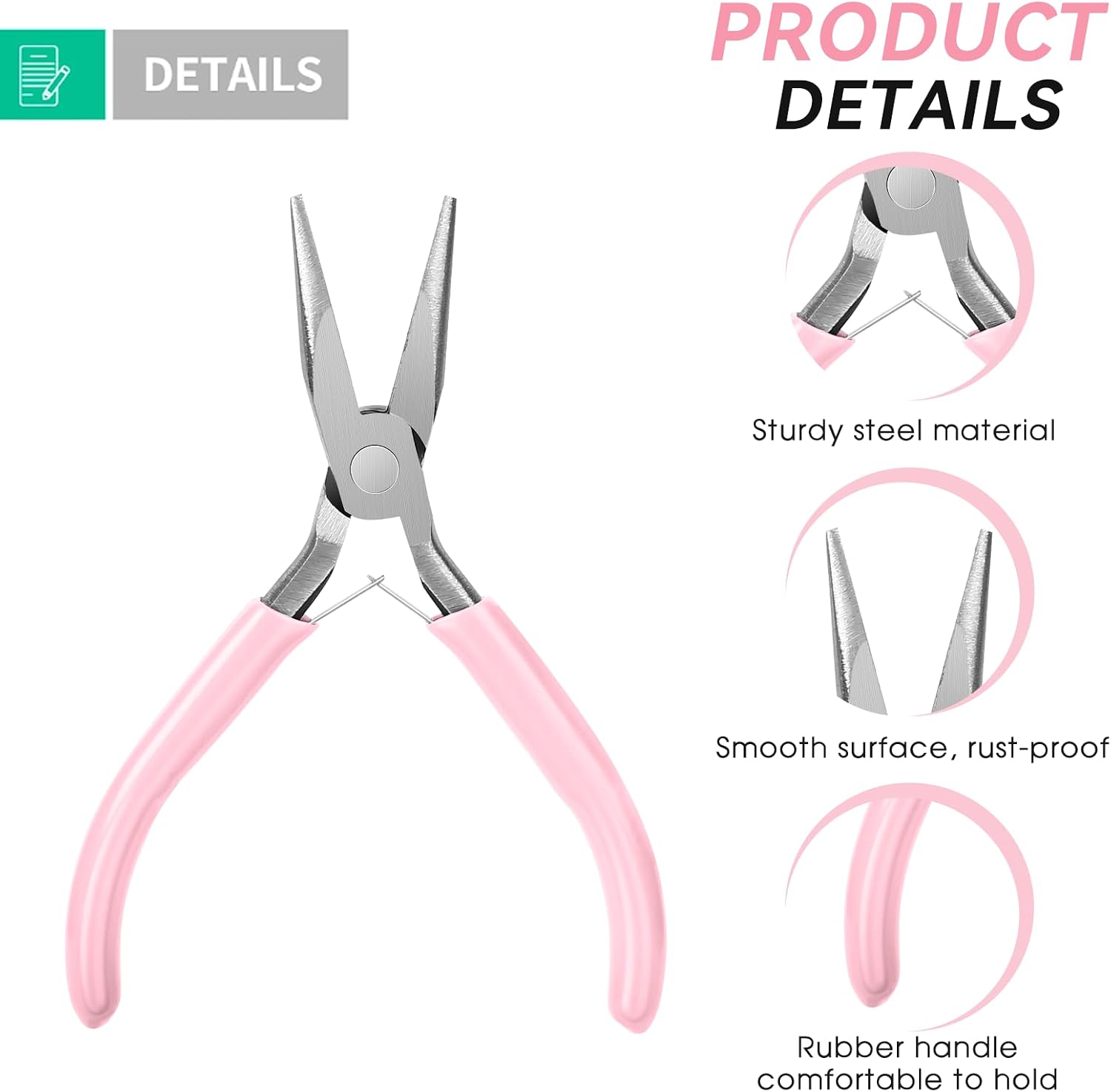 5 Inch Long Needle Nose Pliers with Side Cutters, Chain Nose Pliers for Jewelry Making, Mini and Electronics Use