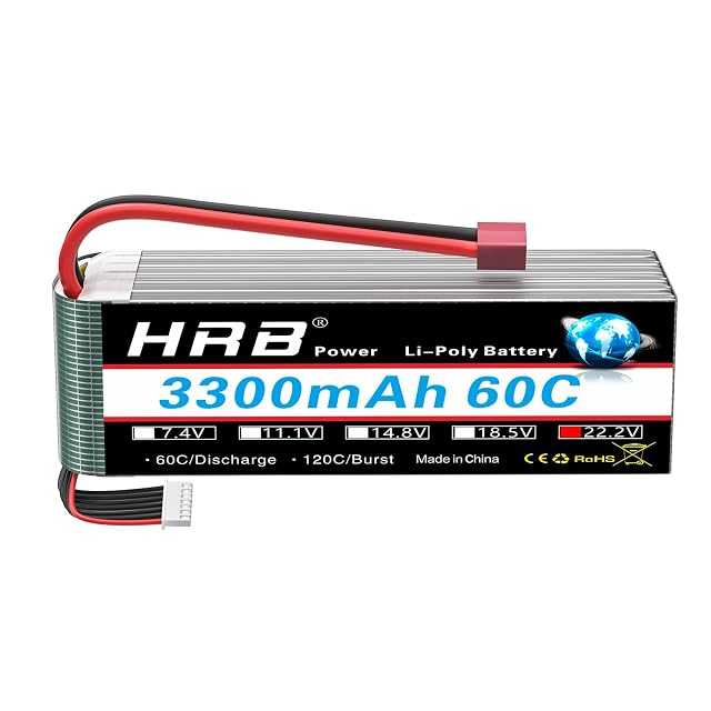 HRB 6S 22.2V 3300mAh 60C Lipo Batería con enchufe Deans T para cuadricóptero RC 500 tamaño helicóptero coche