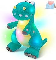 Vista 1 de Houwsbaby Dinosaurio T-Rex con luz LED verde de 13 pulgadas, con luz nocturna, juguete de peluche suave para abrazar, regalos Kawaii para niños