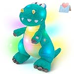 Houwsbaby 13\'\' Green LED Glowing Dinosaur T-Rex Light Up Stuffed Animal Night Light Plush Toy Hugging Soft Kawaii Gifts for Kids Boys Girls Decoration Holiday Birthday Present