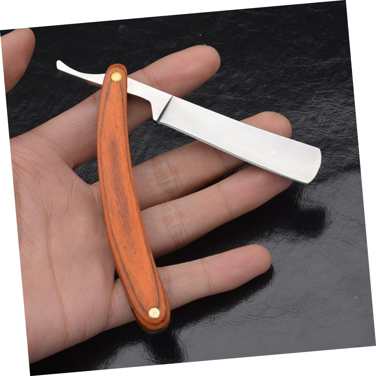 FOYTOKI Men's Vintage Style Razor Manual Shaving Device Wooden Handle Stainless Steel Face Razor