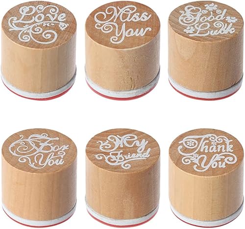 6 sellos de madera para hacer tarjetas, álbumes de recortes, álbum de recortes, agradecimiento por ti, planificador diario, decoración, pintura,