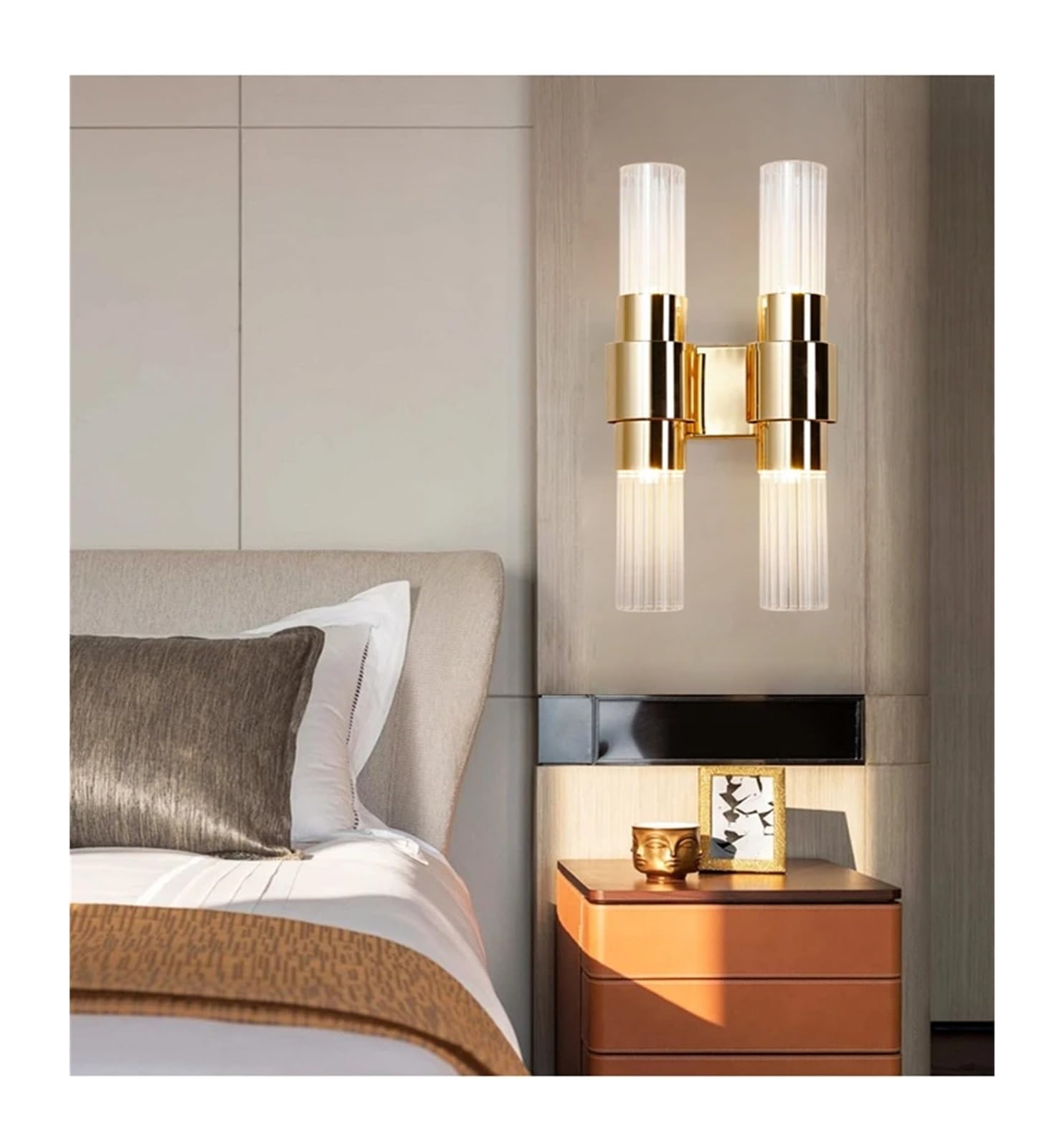 CWCQGH Wall Sconces, Modern Led Wall Lamp Gold Glass Wall Lamps for Living Room Bedroom Nordic Home Bedside Wall Light Bathroom Fixtures Mirror Light,B