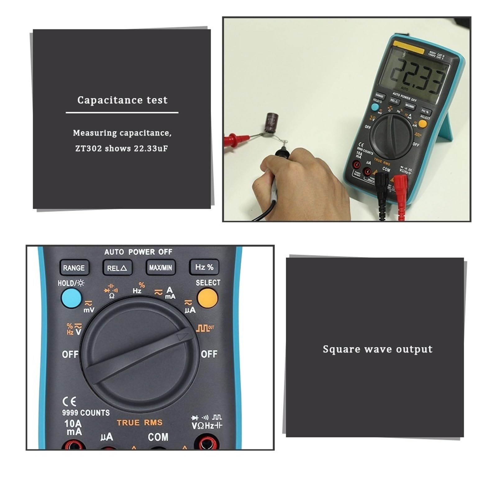 Multimetr Cyfrowy Auto Zakres True 8000 Precyzyjny Amperomierz Woltomierz Inteligentny Kondensator Temperatura NCV Ohm Tester Szybko Dokładnie Łatwy Odczyt(102 With 101)