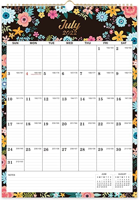 2022 Calendar - 12 Monthly 2022 Wall Calendar with Six Different Patterns, July 2022 - December 2022, 8.5”x 11”, Twin-Wire Binding, Hanging Hook