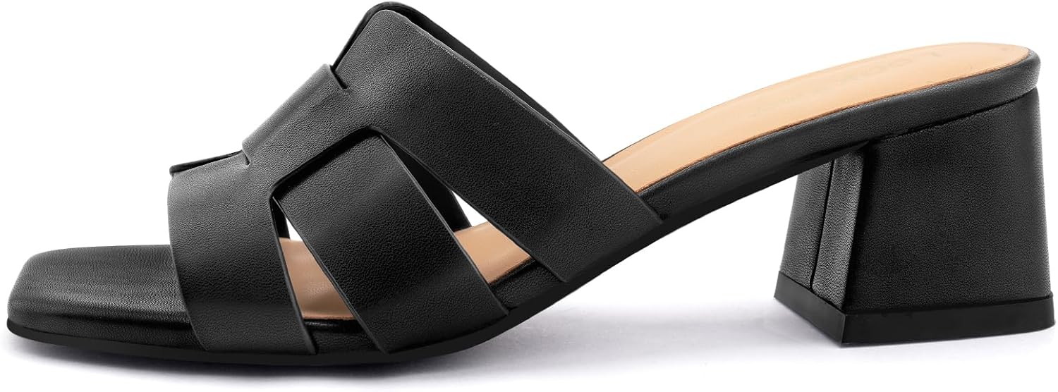 Women's Square Open Toe Heeled Sandals Chunky Block Heel Slip On Dressy Sandal - Image 4