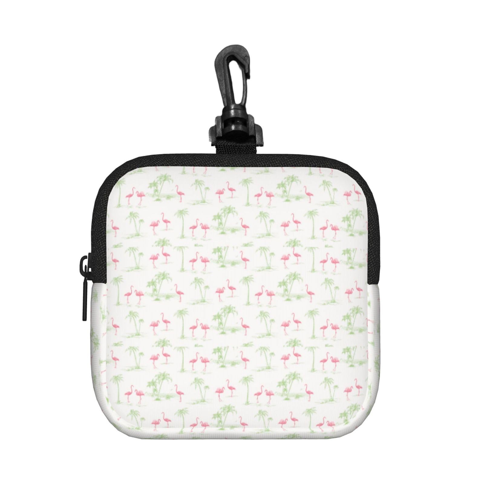 Ercgad Unisex Black Red Flamingos Print Square Storage Bag Travel Toiletry Cosmetic Organizer Pouch Lightweight Reusable