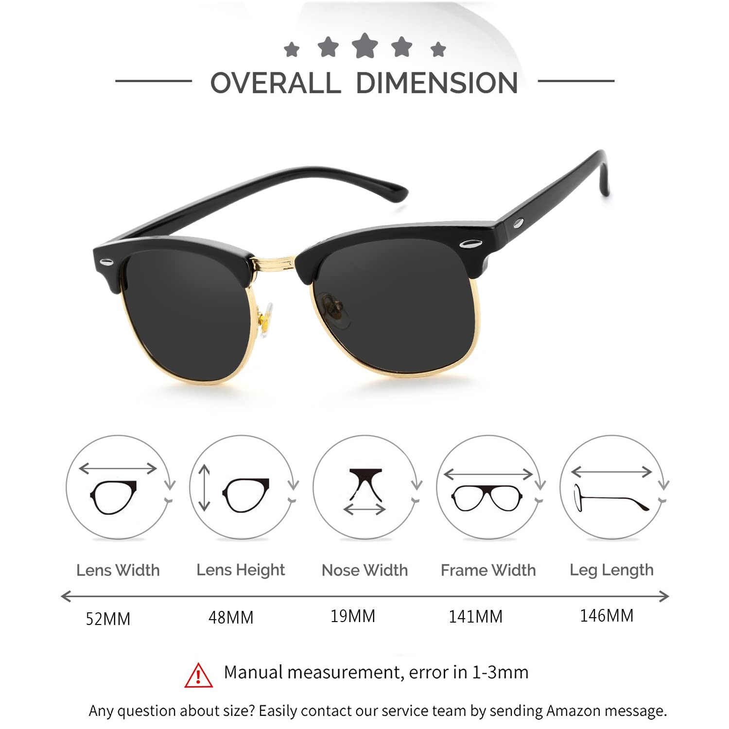 Gafas de sol polarizadas clásicas sin montura para hombres y mujeres, gafas de sol deportivas, 01 Oro negro brillante 6