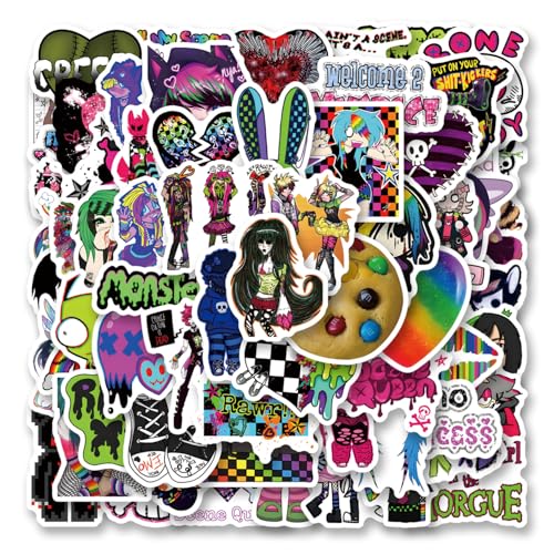 65pcs Scene Stickers Pack, Aesthetic Vinyl Waterproof Cute Cartoon Stickers