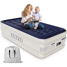Twin Air Mattress with Built-in Pump Raised,18in X-Long Thicken Firm Blow Up Mattress for Home&Guests,Inflatable Mattress with Soft Flocked Top, Air Bed with Carry Bag, Air Matress for Camping