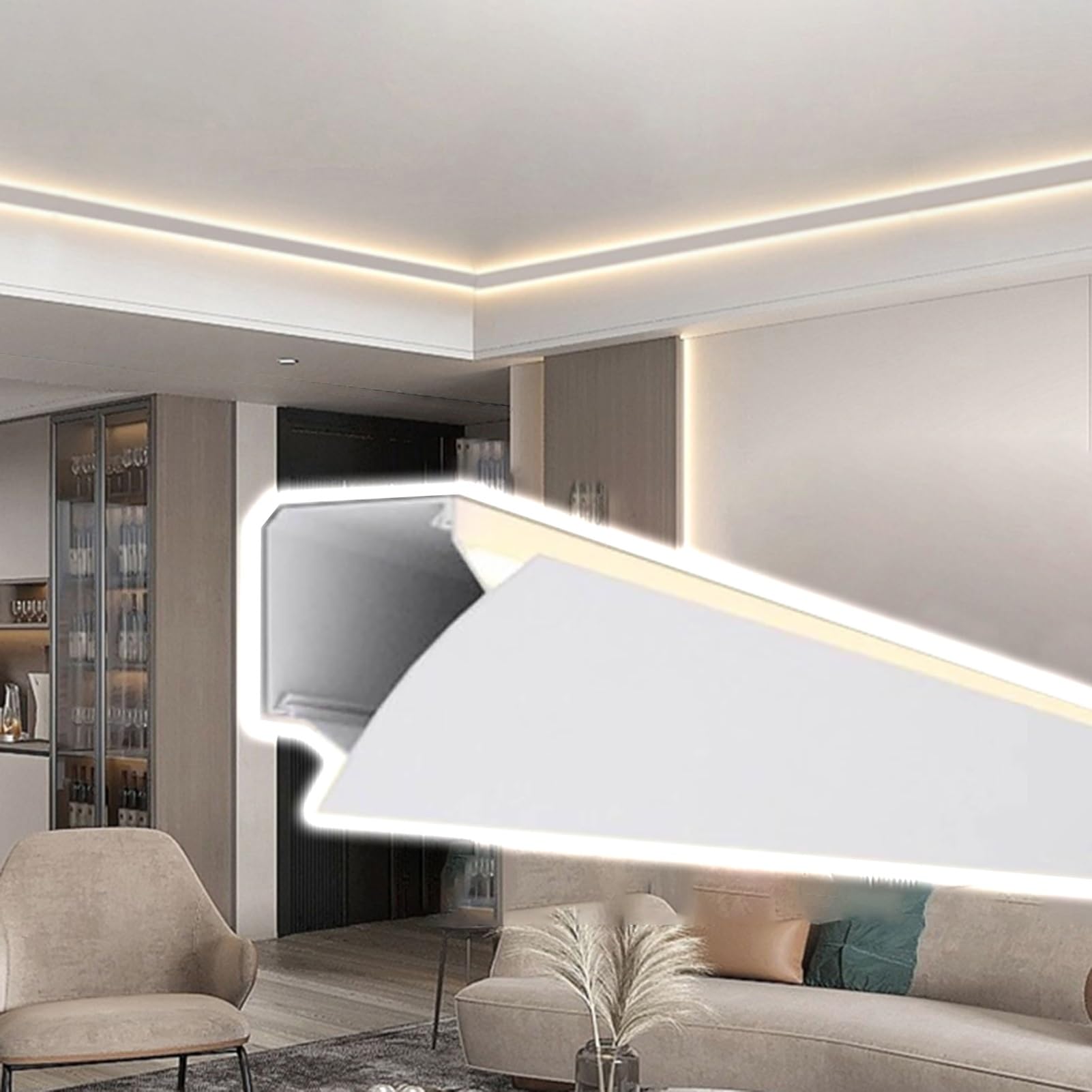 Profilé en aluminium pour éclairage indirect : l'excellence de la corniche LED