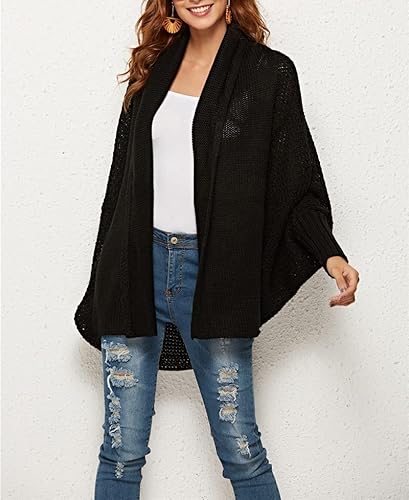 Casaco cardigan feminino de malha térmica (Preto,um tamanho)