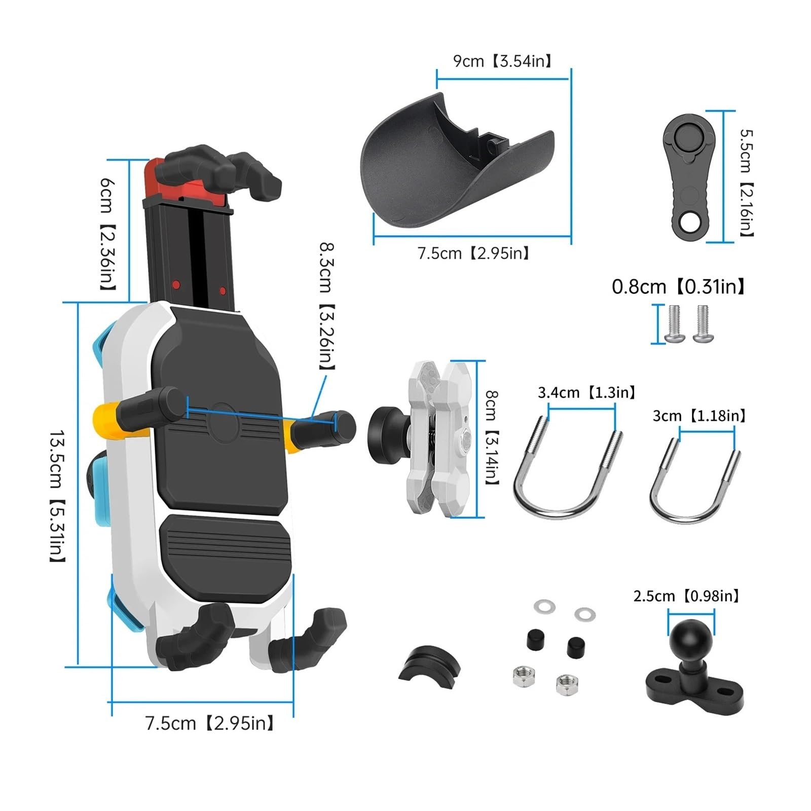 Support Téléphone Moto Support De Téléphone De Moto Anti-Vibration Antivol Antichoc Support Guidon en Aluminium Support Rétroviseur pour Vélo 4,7 À 7,2 Pouces Support Telephone Velo(Mirror Holder)