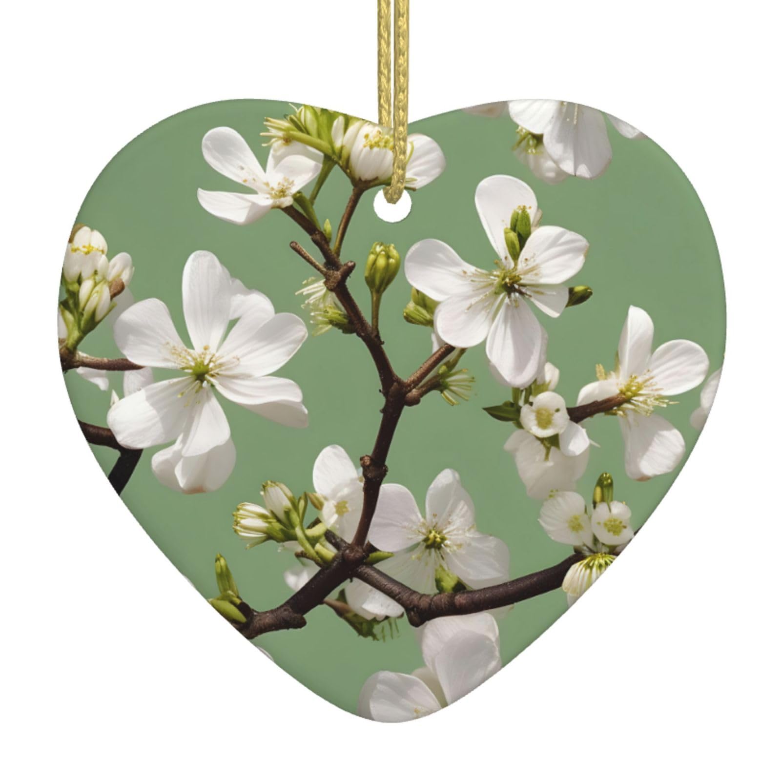 Nbtghga White Dogwood Blossoms Print Christmas Ornaments, Ceramic Hanging Ornament, Xmas Tree Decoration, Holiday Home Decor