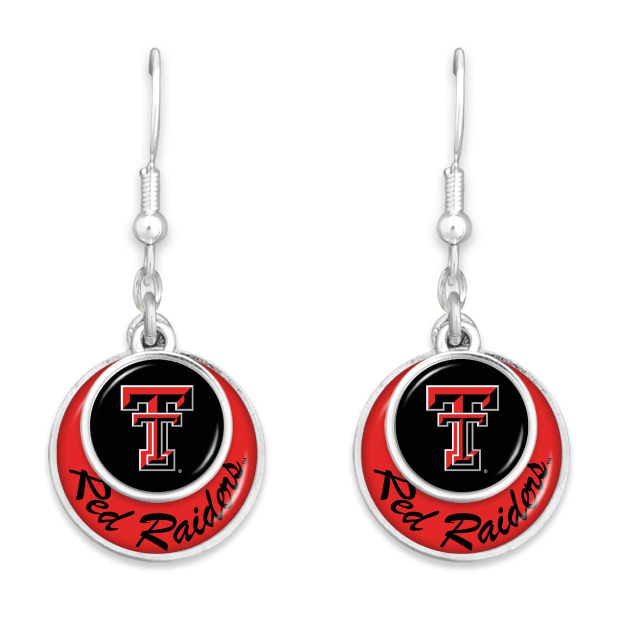 From the Heart Texas Tech Red Raiders Stacked Disk Earrings Jewelry Gift Licensed TTU, Silver