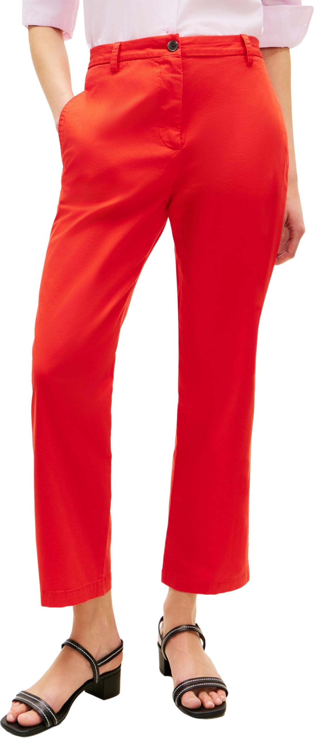 Tommy Hilfiger Women's Co GMD Slim Straight Chino WW0WW49647, Orange, 42