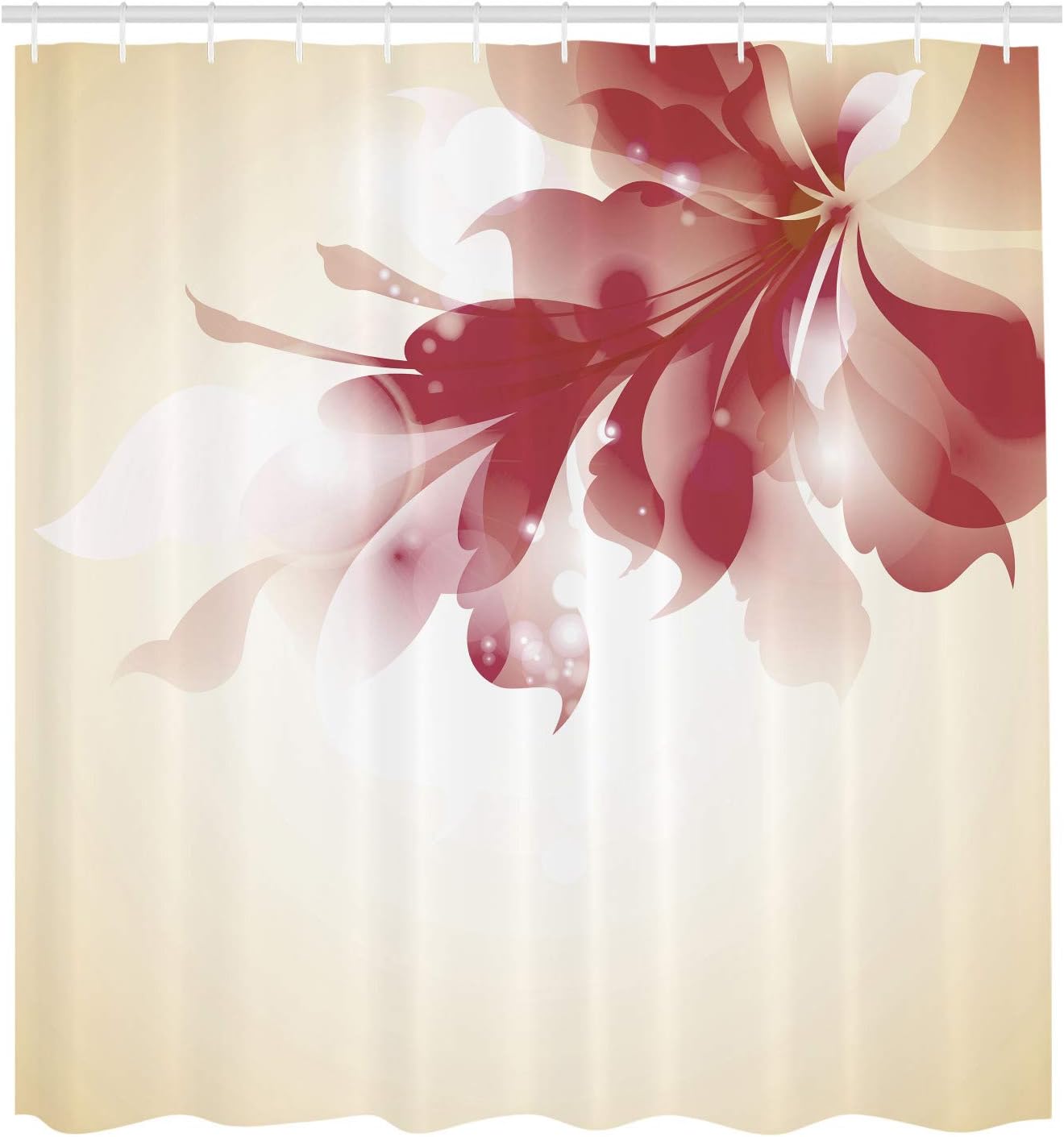 Ambesonne Abstract Shower Curtain, Color Gradient Effect Isolated Flower Petal Stem Forms Digital Artwork, Cloth Fabric Bathroom Decor Set with Hooks, 70" Long, Pale Yellow