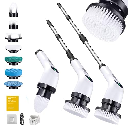 Electric Spin Scrubber for Cleaning - Shower Scrubber with Long