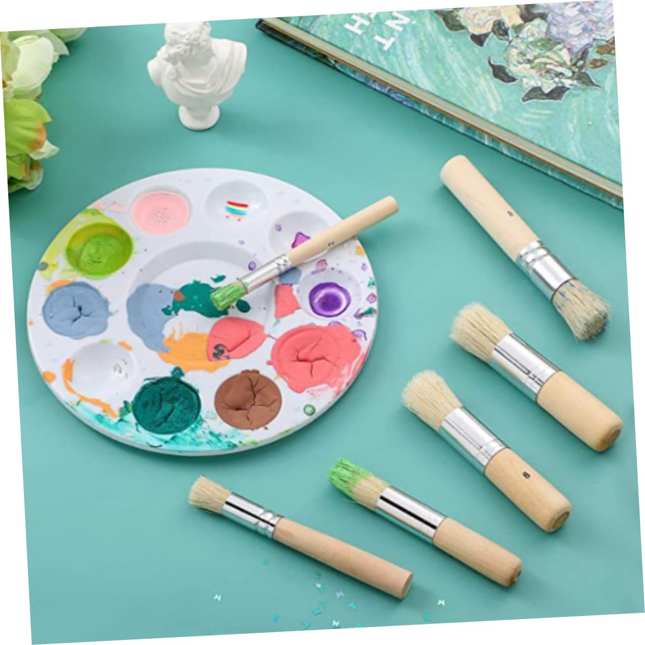 Magimate Lot de 2 petits pinceaux de peinture pour retouches murales, bordures pour châssis
