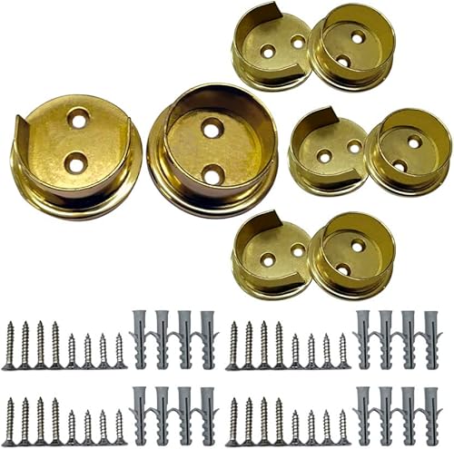 Miniatura 50 de QCAA Juego de enchufes de barra de armario de metal sólido resistente, 1-3/8 '', bronce aceitado, 1 par, fabricado en Taiwán