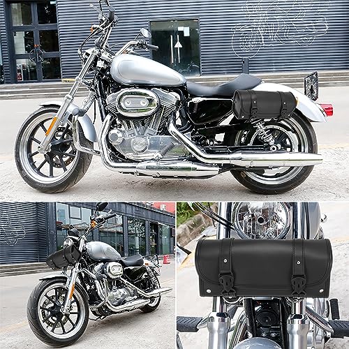 Bolso universal para manillar y horquilla de motocicleta Motoforti, impermeable, de cuero sintético negro miniatura 2