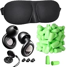 45dB Sleeping Ear Plug, 4 Sizes + Padded Night Mask + 5 Pairs Foam Plugs - Reusable Noise Cancelling Kit for Travel, Study - Superior Silicone