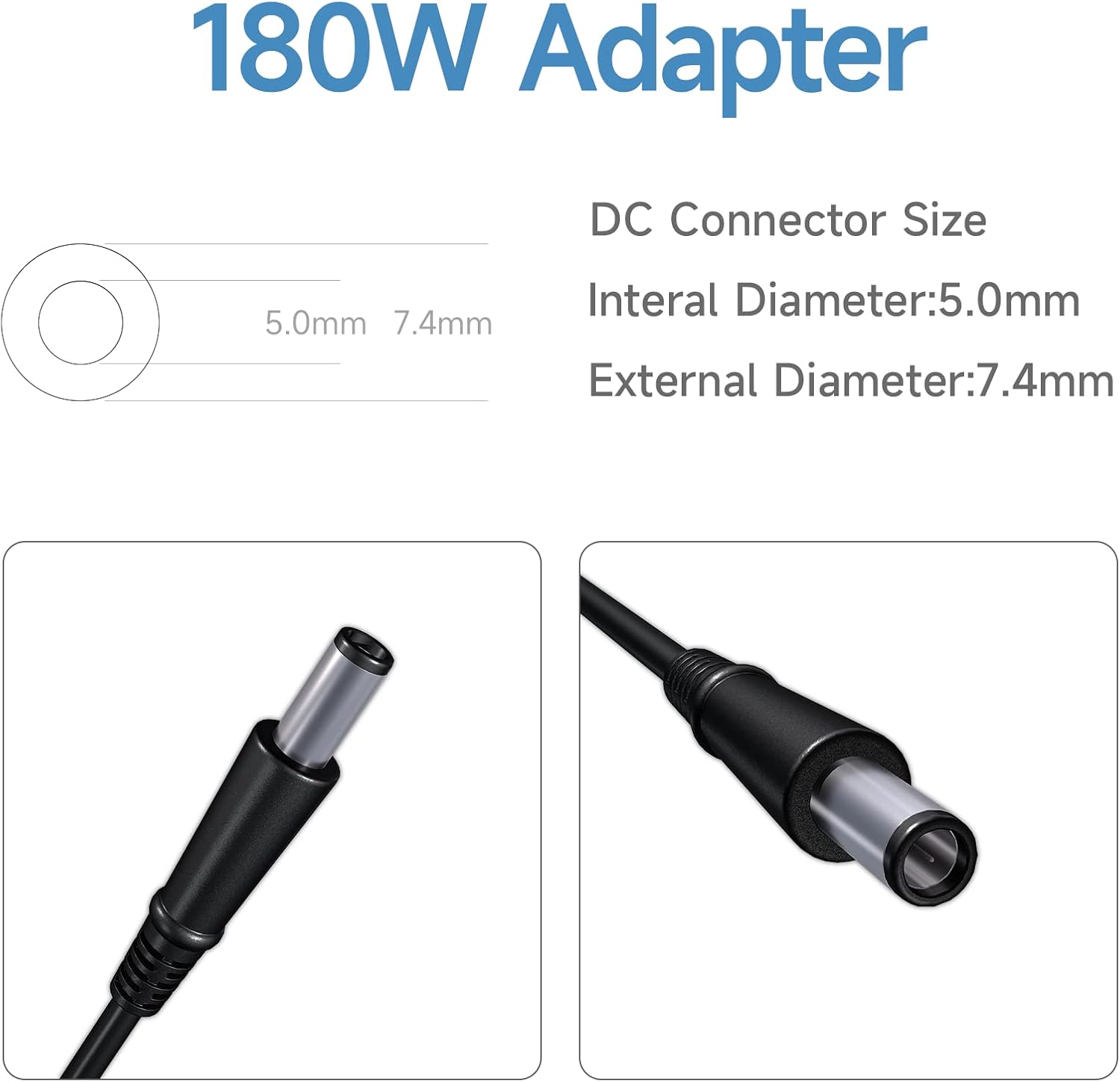Condition photo showing Good Condition for rolada 180w laptop charger compatible with dell g7 15 17: 7588 7590 7790/ g5 15: 5515 5587 5590/ g3 15: 3579 17 3779; alienware 13 15 17 m15 m17: r1 r2 r3 r4; precision 7520 7530 7730 7740 power cord