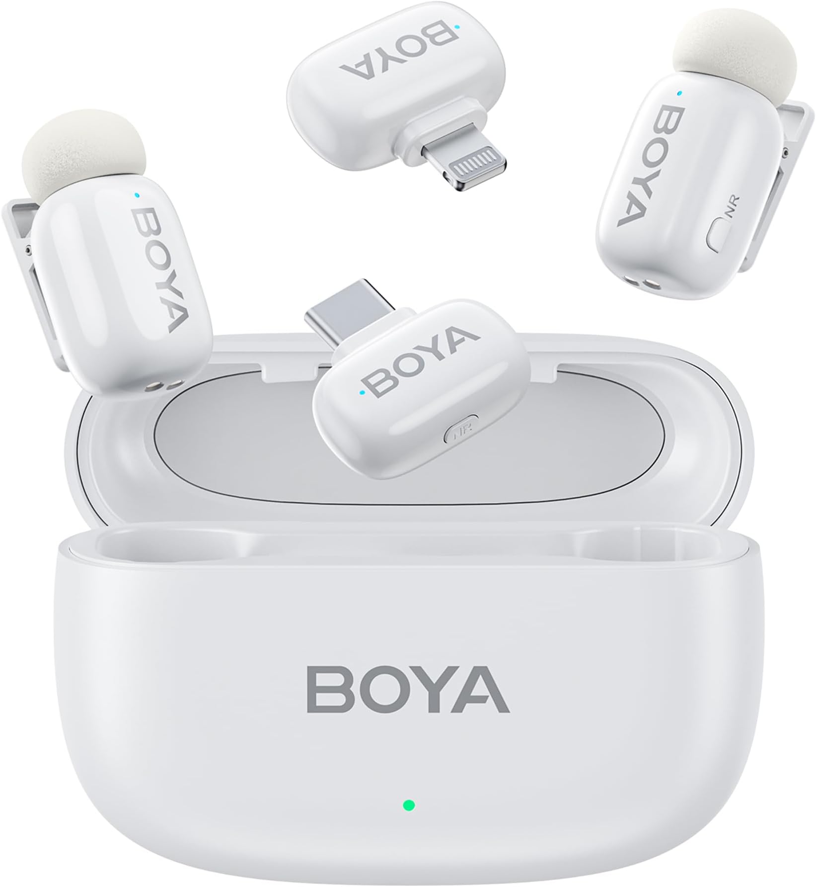 BOYA Mini Pin Microphone, Wireless, Compatible with iPhone 16, iPad and Android, Includes 2 Plugs & 2 Ultra Small Microphones, 30 Hours of Use, AI Voice Change, Noise Reduction, for Vlog, Distribution