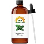 Sun Essential Oils - Peppermint Essential Oil (4 oz) with Dropper for Diffuser, Humidifier, Skin & Aromatherapy Body Massage, Candle & Soap Making for Home