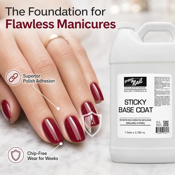 PRO NAIL Salon Base Coat Nail Polish, Chip-Resistant Adhesion, 128 oz
