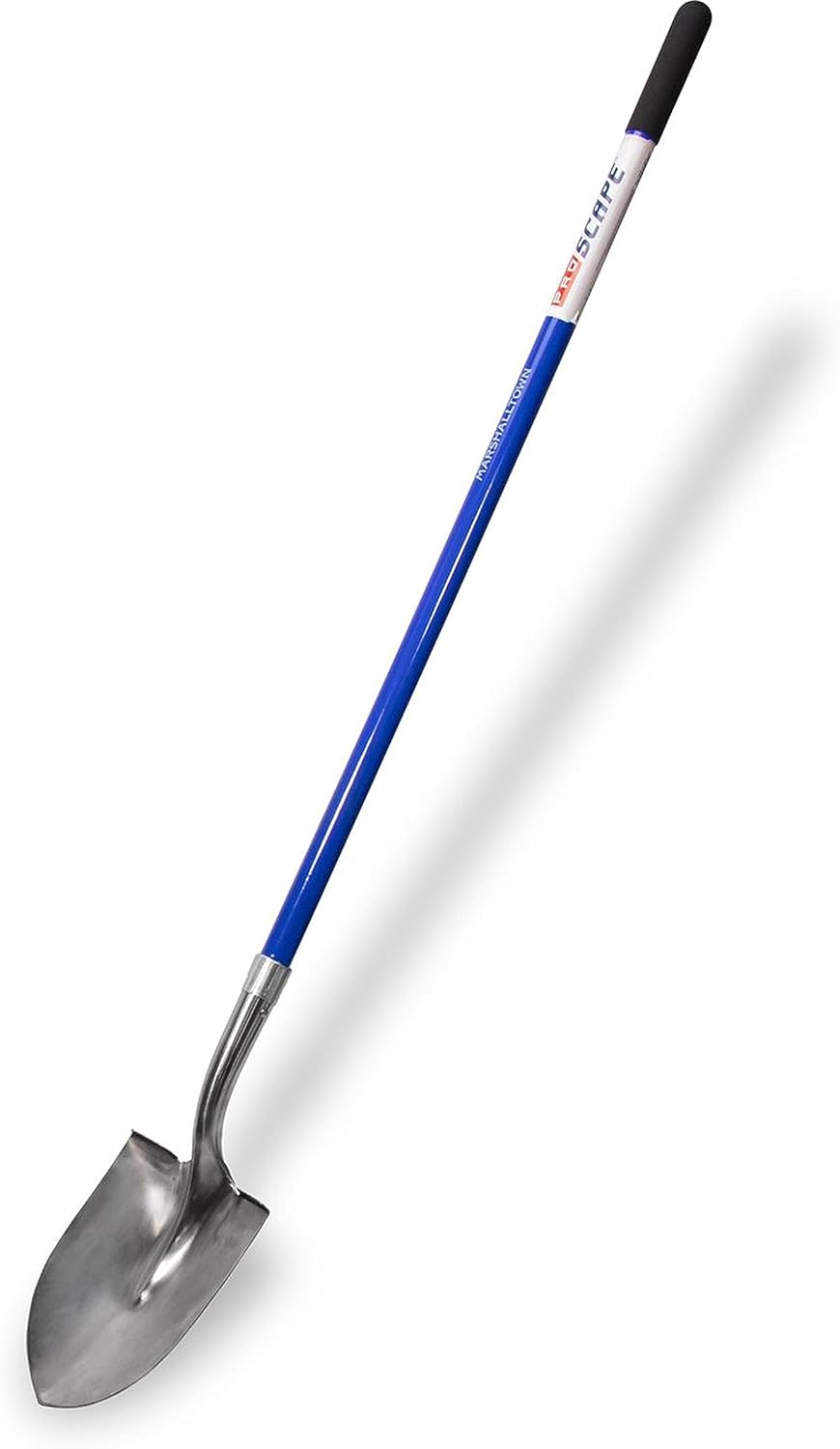 Marshalltown Proscape Stainless Steel Shovels, Round Point Type, Fiberglass Handle, RPSSFB