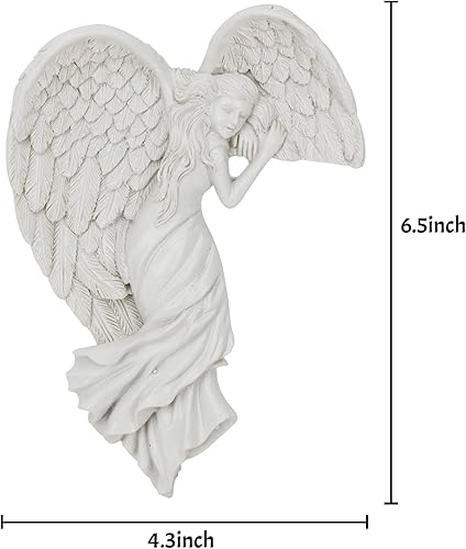 Miniatura 7 de Holiberty Decoración de marco de puerta de estatua de ángel, figura creativa de ángel en 3D, decoración de pared de mesa con alas en forma de