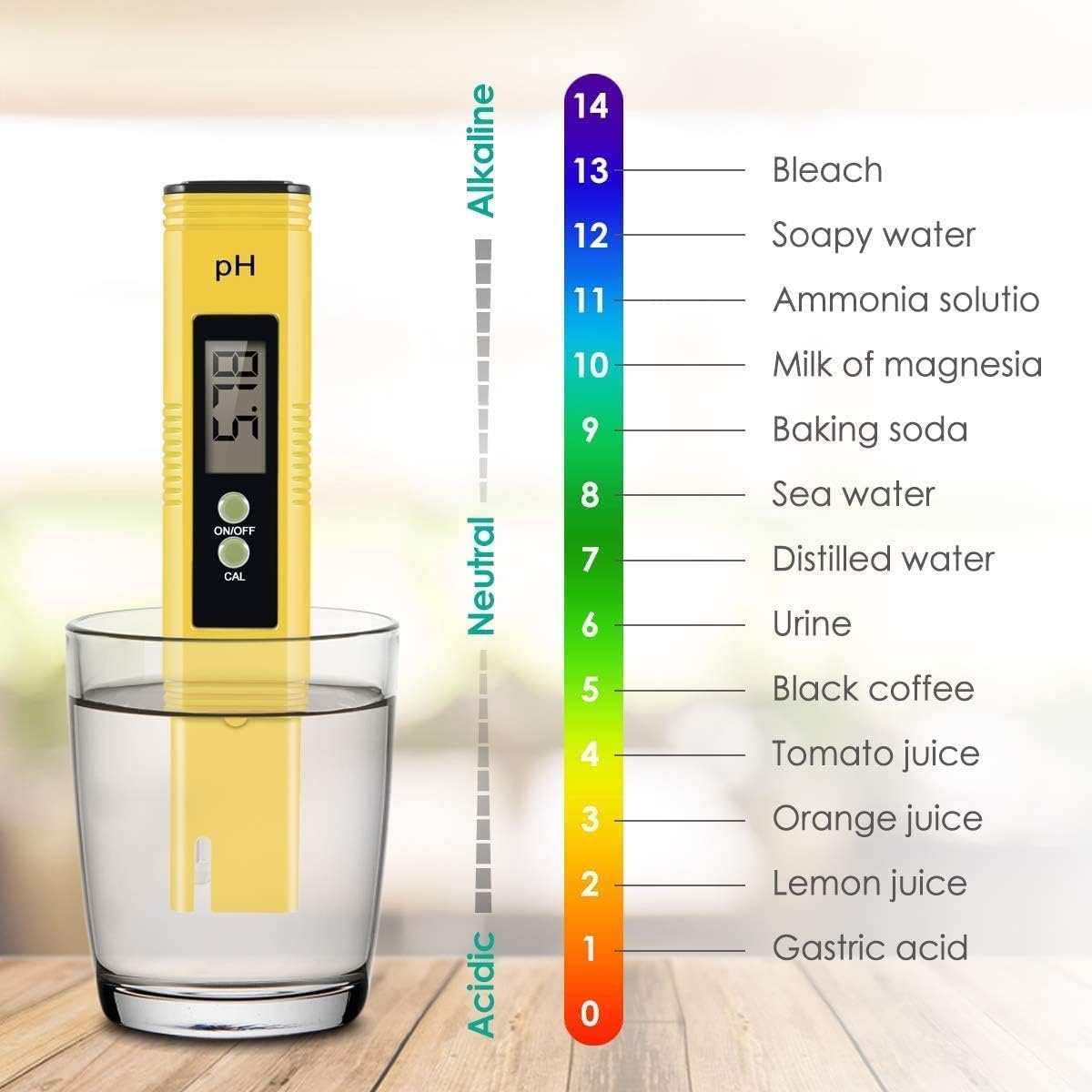 Digital PH Meter, CharmUO PH Meter 0.01 Resolution Pocket Size Water Quality Tester with ATC 0-14 pH Measurement Range for Household Drinking Water, Aquarium, Swimming Pools