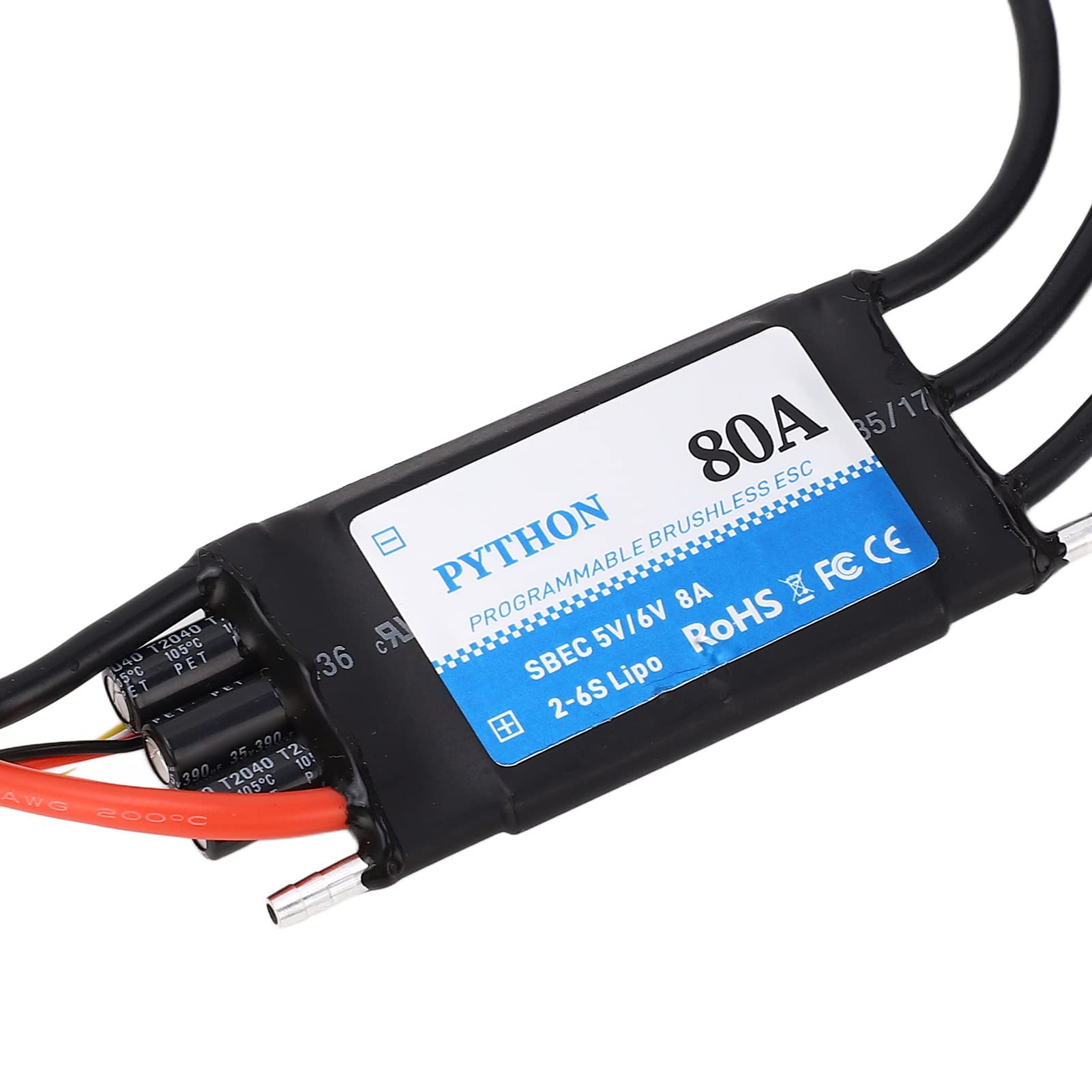80A Zdalnie Sterowana łódka RC ESC Wodoodporny Trwały Elektryczny Regulator Prędkości dla Różnych Modeli Statków RC Czarny 96x43,5mm